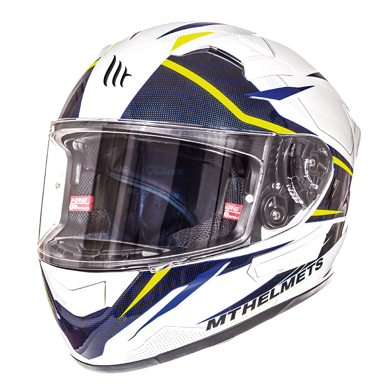 kre+ mt helmet MT KRE SV INTREPID [WHITE/BLUE/FLURO YELLOW] — RidersOutlet