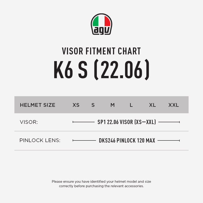 AGV K6 S 22.06 VISOR & PINLOCK FITMENT