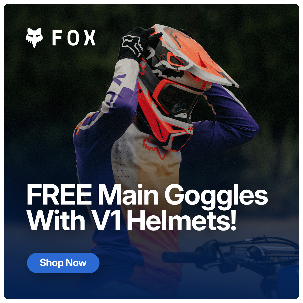 Free Fox Main Goggles with V1 Helmets!