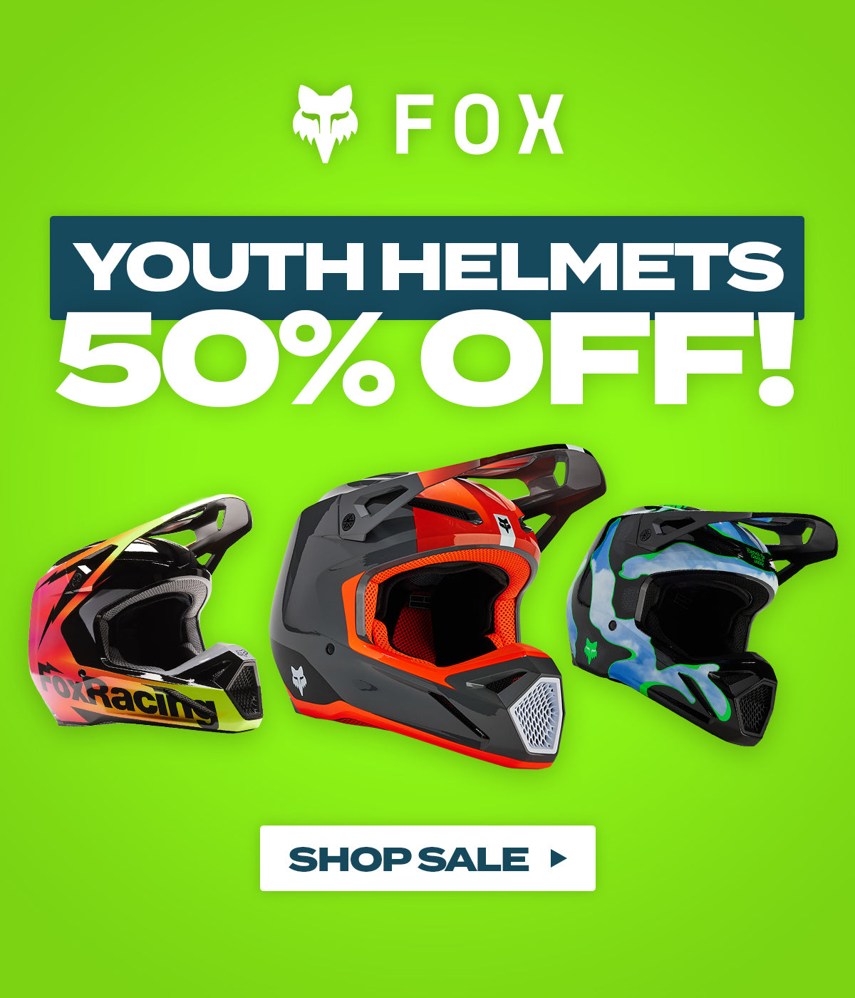 50% OFF Fox Youth Helmets!