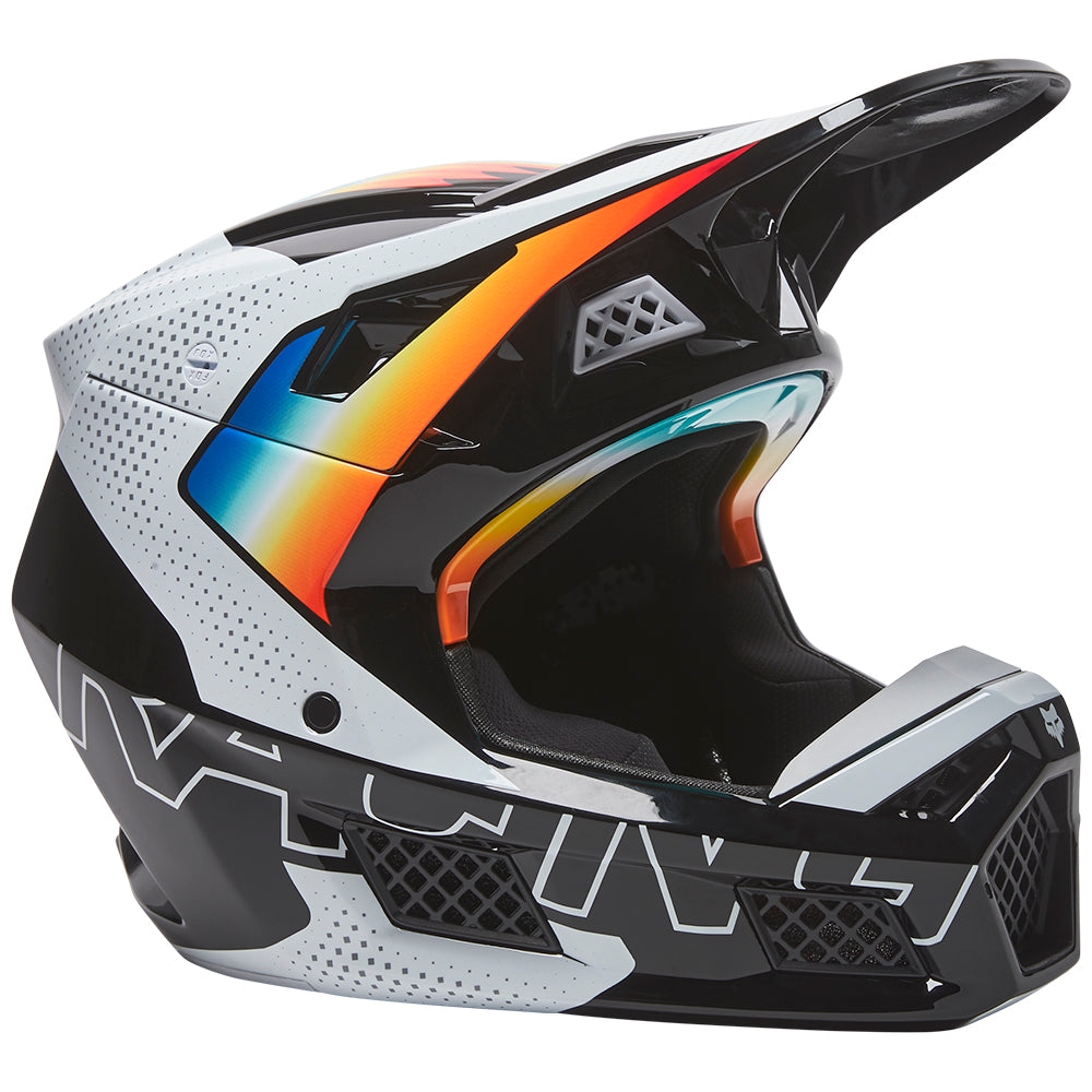 FOX V3 RS RELM HELMET ECE [BLACK/WHITE] L — RidersOutlet